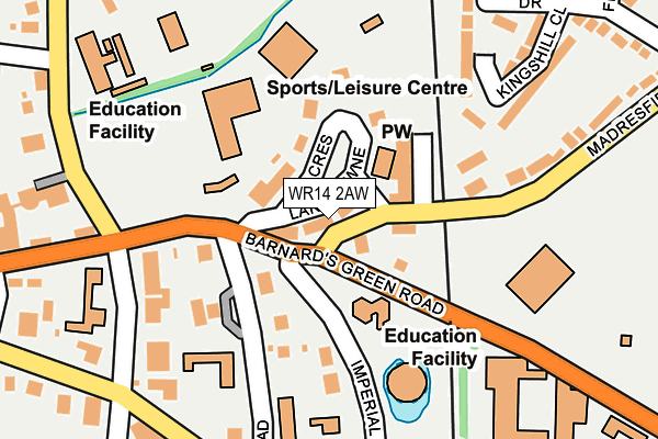 WR14 2AW map - OS OpenMap – Local (Ordnance Survey) WR14 2AW map - OS OpenMap – Local (Ordnance Survey)