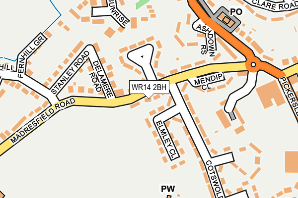WR14 2BH map - OS OpenMap – Local (Ordnance Survey) WR14 2BH map - OS OpenMap – Local (Ordnance Survey)