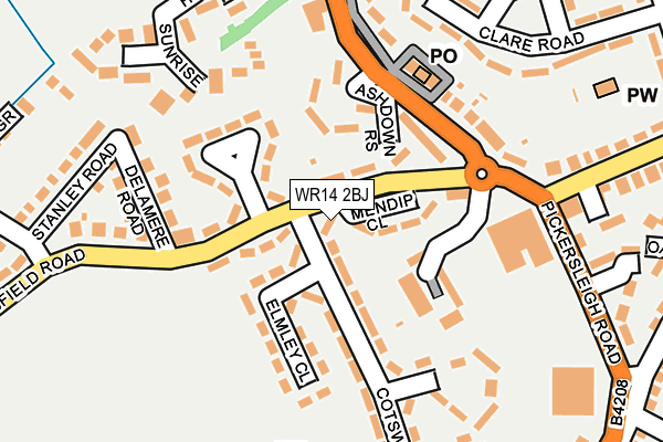 WR14 2BJ map - OS OpenMap – Local (Ordnance Survey) WR14 2BJ map - OS OpenMap – Local (Ordnance Survey)