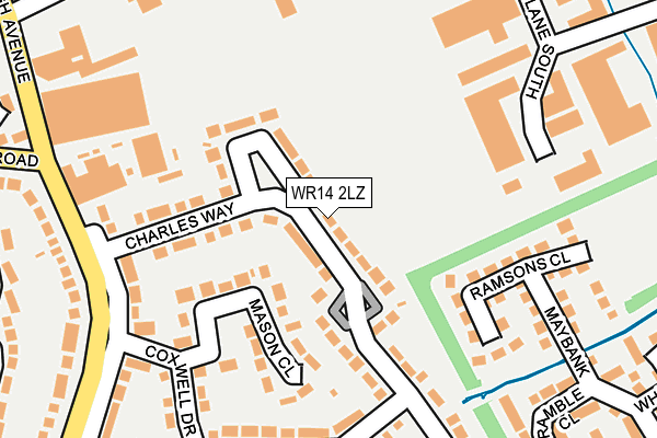 WR14 2LZ map - OS OpenMap – Local (Ordnance Survey) WR14 2LZ map - OS OpenMap – Local (Ordnance Survey)