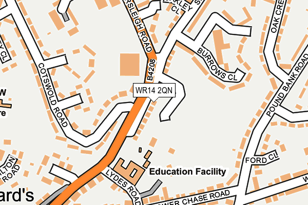 WR14 2QN map - OS OpenMap – Local (Ordnance Survey) WR14 2QN map - OS OpenMap – Local (Ordnance Survey)