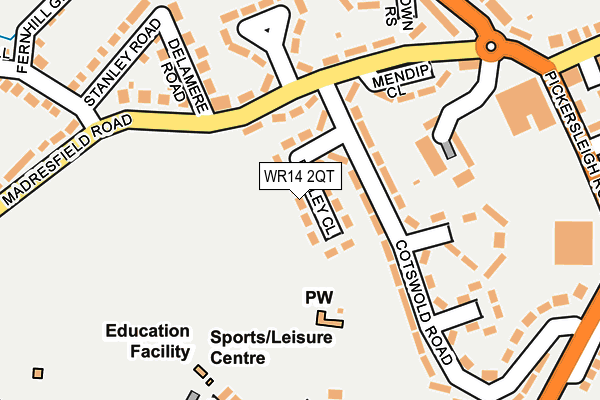 WR14 2QT map - OS OpenMap – Local (Ordnance Survey)