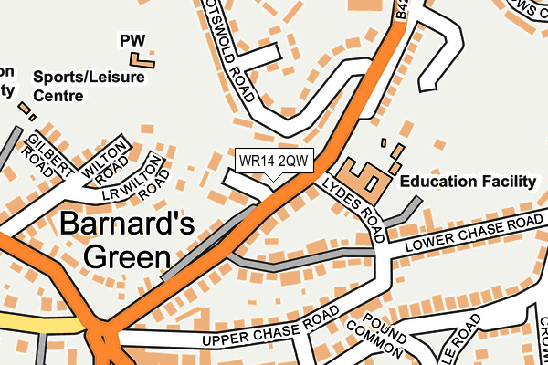 WR14 2QW map - OS OpenMap – Local (Ordnance Survey) WR14 2QW map - OS OpenMap – Local (Ordnance Survey)
