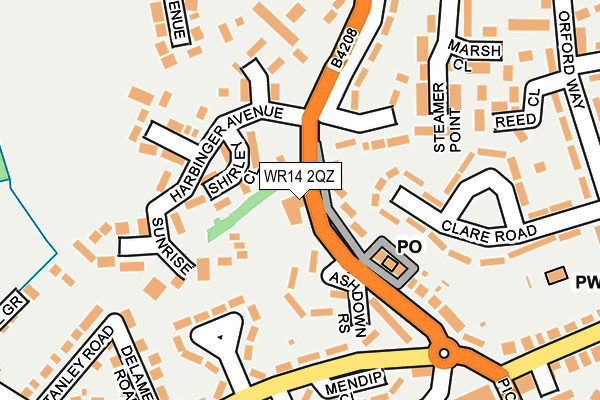 WR14 2QZ map - OS OpenMap – Local (Ordnance Survey) WR14 2QZ map - OS OpenMap – Local (Ordnance Survey)