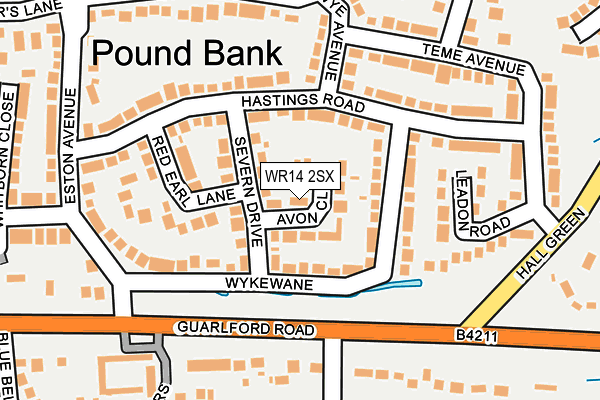 WR14 2SX map - OS OpenMap – Local (Ordnance Survey)