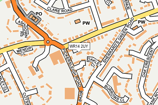 WR14 2UY map - OS OpenMap – Local (Ordnance Survey) WR14 2UY map - OS OpenMap – Local (Ordnance Survey)