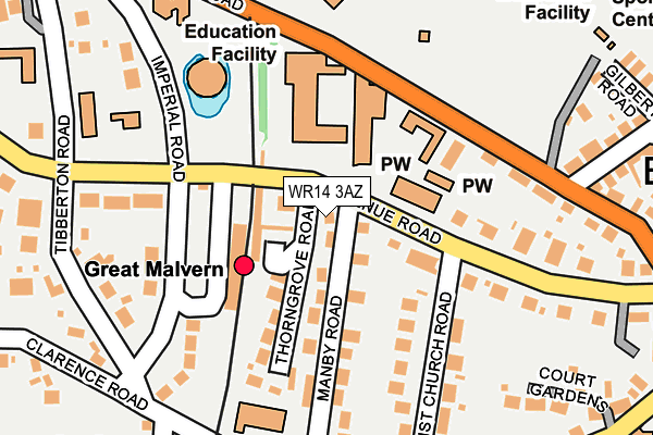 WR14 3AZ map - OS OpenMap – Local (Ordnance Survey) WR14 3AZ map - OS OpenMap – Local (Ordnance Survey)