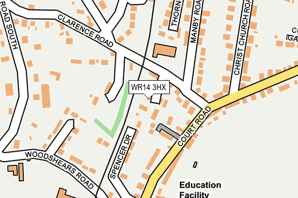 WR14 3HX map - OS OpenMap – Local (Ordnance Survey) WR14 3HX map - OS OpenMap – Local (Ordnance Survey)