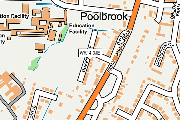 WR14 3JE map - OS OpenMap – Local (Ordnance Survey)