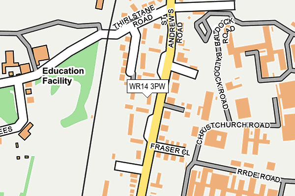 WR14 3PW map - OS OpenMap – Local (Ordnance Survey) WR14 3PW map - OS OpenMap – Local (Ordnance Survey)