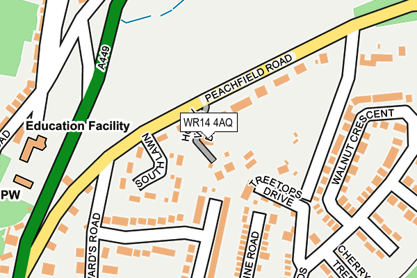 WR14 4AQ map - OS OpenMap – Local (Ordnance Survey)