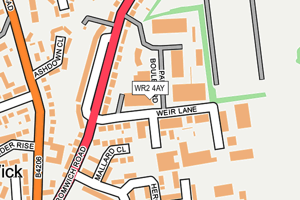 WR2 4AY map - OS OpenMap – Local (Ordnance Survey) WR2 4AY map - OS OpenMap – Local (Ordnance Survey)