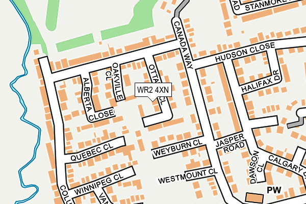WR2 4XN map - OS OpenMap – Local (Ordnance Survey) WR2 4XN map - OS OpenMap – Local (Ordnance Survey)