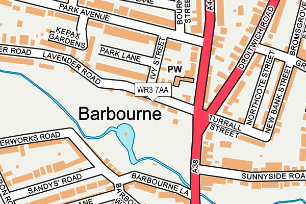 WR3 7AA map - OS OpenMap – Local (Ordnance Survey)