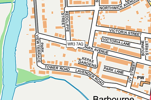 WR3 7AQ map - OS OpenMap – Local (Ordnance Survey)