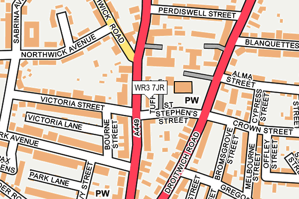 WR3 7JR map - OS OpenMap – Local (Ordnance Survey) WR3 7JR map - OS OpenMap – Local (Ordnance Survey)