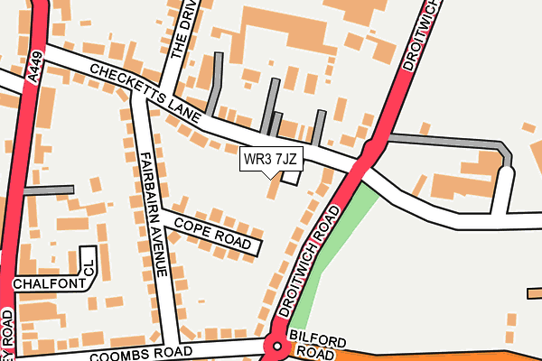WR3 7JZ map - OS OpenMap – Local (Ordnance Survey) WR3 7JZ map - OS OpenMap – Local (Ordnance Survey)
