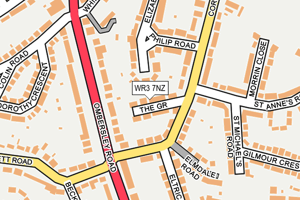 WR3 7NZ map - OS OpenMap – Local (Ordnance Survey) WR3 7NZ map - OS OpenMap – Local (Ordnance Survey)