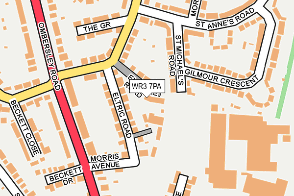 WR3 7PA map - OS OpenMap – Local (Ordnance Survey) WR3 7PA map - OS OpenMap – Local (Ordnance Survey)