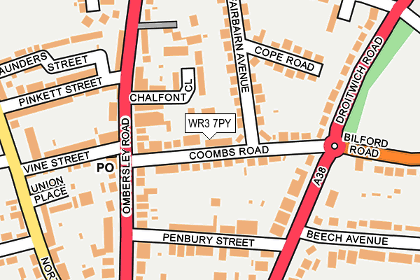 WR3 7PY map - OS OpenMap – Local (Ordnance Survey) WR3 7PY map - OS OpenMap – Local (Ordnance Survey)