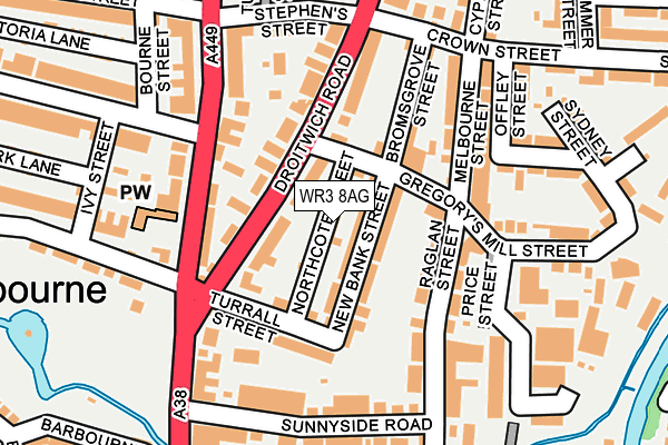 WR3 8AG map - OS OpenMap – Local (Ordnance Survey) WR3 8AG map - OS OpenMap – Local (Ordnance Survey)