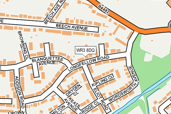 WR3 8DQ map - OS OpenMap – Local (Ordnance Survey)