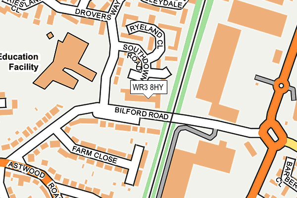 WR3 8HY map - OS OpenMap – Local (Ordnance Survey) WR3 8HY map - OS OpenMap – Local (Ordnance Survey)