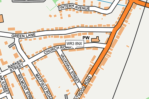 WR3 8NX map - OS OpenMap – Local (Ordnance Survey) WR3 8NX map - OS OpenMap – Local (Ordnance Survey)