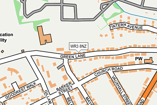 WR3 8NZ map - OS OpenMap – Local (Ordnance Survey)