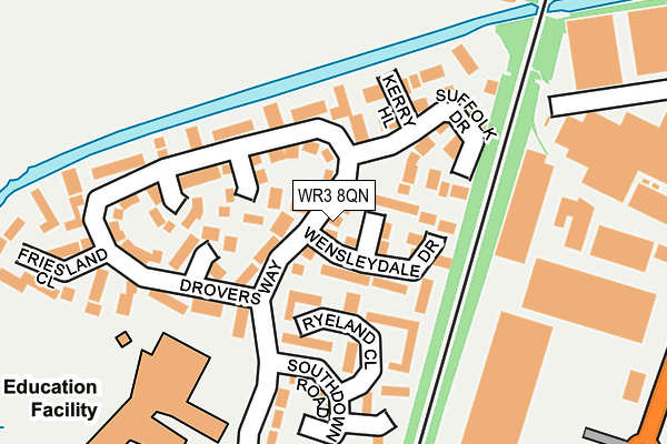 WR3 8QN map - OS OpenMap – Local (Ordnance Survey) WR3 8QN map - OS OpenMap – Local (Ordnance Survey)