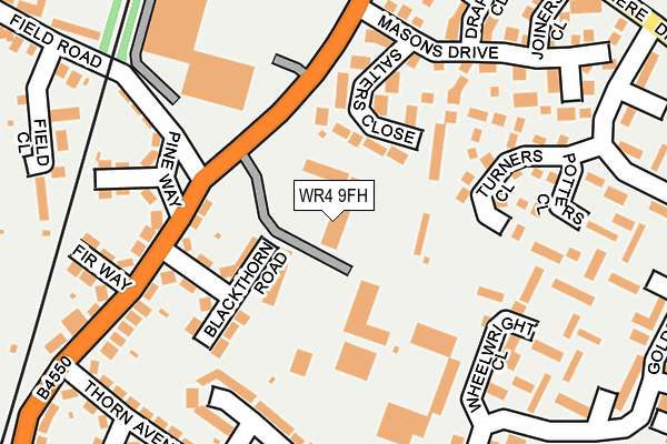 WR4 9FH map - OS OpenMap – Local (Ordnance Survey) WR4 9FH map - OS OpenMap – Local (Ordnance Survey)