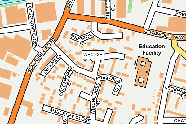 WR4 9XH map - OS OpenMap – Local (Ordnance Survey)