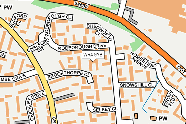 WR4 9YB map - OS OpenMap – Local (Ordnance Survey) WR4 9YB map - OS OpenMap – Local (Ordnance Survey)