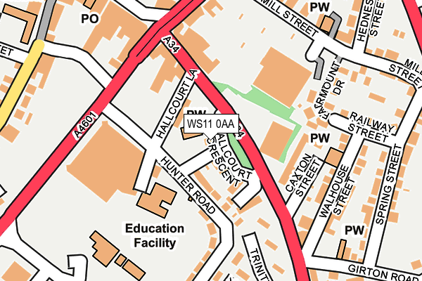 WS11 0AA map - OS OpenMap – Local (Ordnance Survey) WS11 0AA map - OS OpenMap – Local (Ordnance Survey)