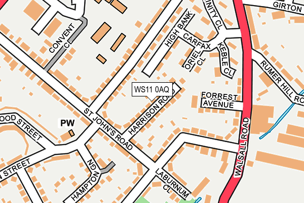 WS11 0AQ map - OS OpenMap – Local (Ordnance Survey) WS11 0AQ map - OS OpenMap – Local (Ordnance Survey)