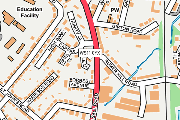 WS11 0YX map - OS OpenMap – Local (Ordnance Survey) WS11 0YX map - OS OpenMap – Local (Ordnance Survey)