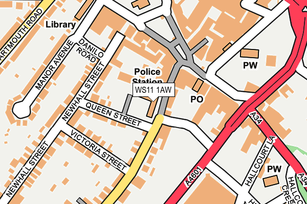WS11 1AW map - OS OpenMap – Local (Ordnance Survey) WS11 1AW map - OS OpenMap – Local (Ordnance Survey)