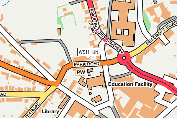 WS11 1JN map - OS OpenMap – Local (Ordnance Survey) WS11 1JN map - OS OpenMap – Local (Ordnance Survey)