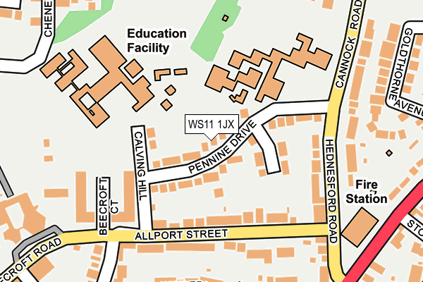 WS11 1JX map - OS OpenMap – Local (Ordnance Survey) WS11 1JX map - OS OpenMap – Local (Ordnance Survey)