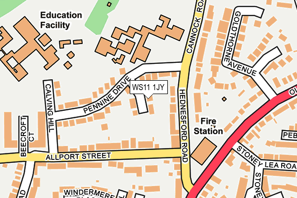 WS11 1JY map - OS OpenMap – Local (Ordnance Survey) WS11 1JY map - OS OpenMap – Local (Ordnance Survey)