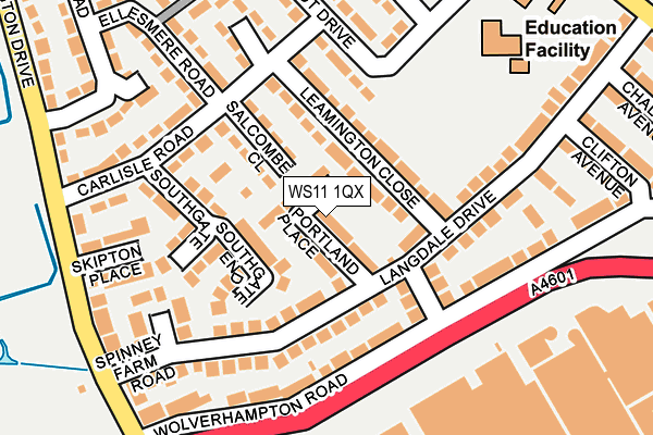 WS11 1QX map - OS OpenMap – Local (Ordnance Survey) WS11 1QX map - OS OpenMap – Local (Ordnance Survey)