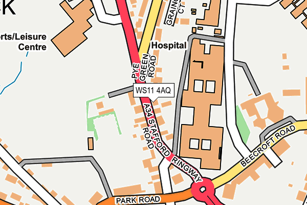 WS11 4AQ map - OS OpenMap – Local (Ordnance Survey) WS11 4AQ map - OS OpenMap – Local (Ordnance Survey)