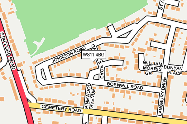 WS11 4BG map - OS OpenMap – Local (Ordnance Survey) WS11 4BG map - OS OpenMap – Local (Ordnance Survey)