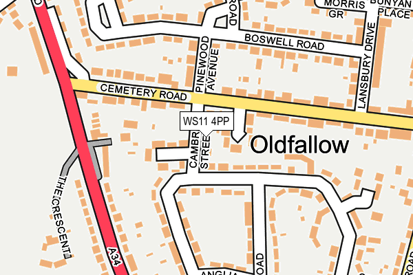 WS11 4PP map - OS OpenMap – Local (Ordnance Survey) WS11 4PP map - OS OpenMap – Local (Ordnance Survey)