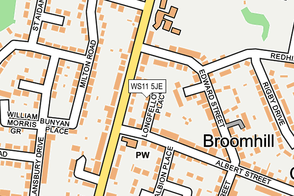 WS11 5JE map - OS OpenMap – Local (Ordnance Survey)