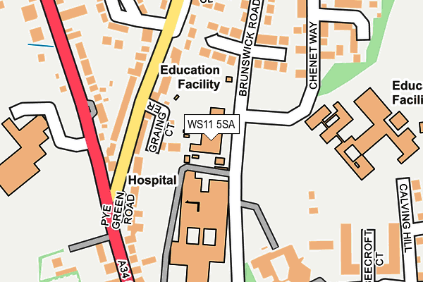 WS11 5SA map - OS OpenMap – Local (Ordnance Survey) WS11 5SA map - OS OpenMap – Local (Ordnance Survey)