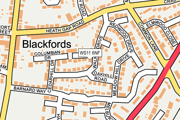 WS11 6NF map - OS OpenMap – Local (Ordnance Survey) WS11 6NF map - OS OpenMap – Local (Ordnance Survey)