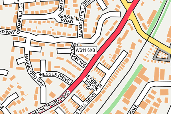 WS11 6XB map - OS OpenMap – Local (Ordnance Survey) WS11 6XB map - OS OpenMap – Local (Ordnance Survey)