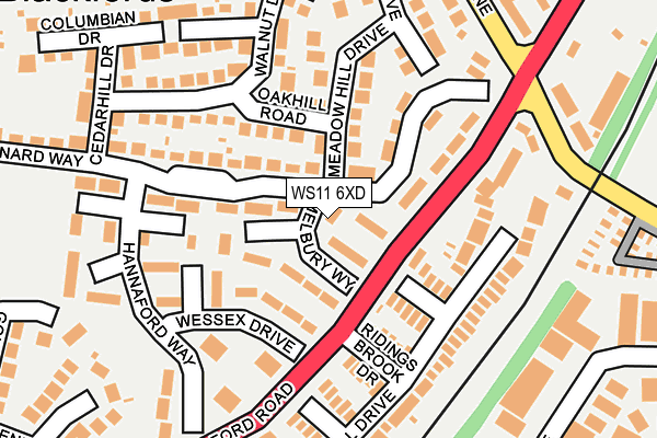 WS11 6XD map - OS OpenMap – Local (Ordnance Survey) WS11 6XD map - OS OpenMap – Local (Ordnance Survey)