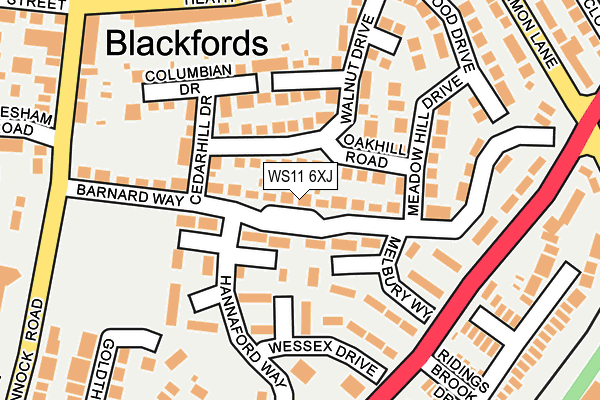 WS11 6XJ map - OS OpenMap – Local (Ordnance Survey) WS11 6XJ map - OS OpenMap – Local (Ordnance Survey)